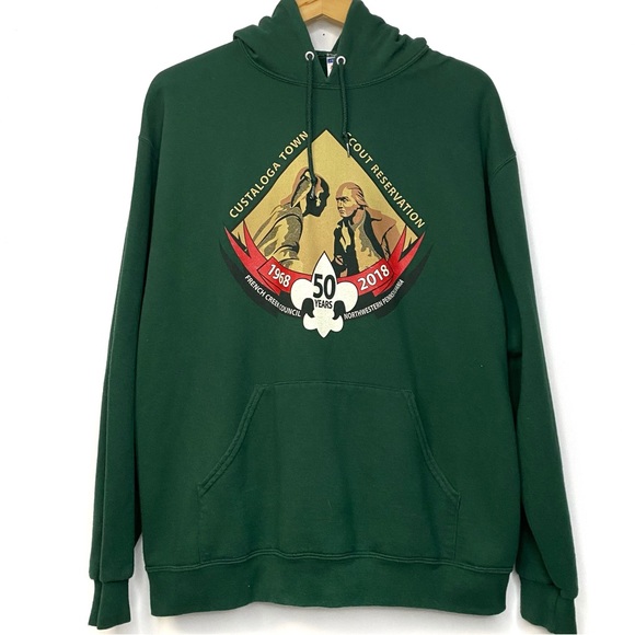 Vintage Pennsylvania Scout Reservation Green Pullover Hoodie Sweatshirt Large - Picture 3 of 6